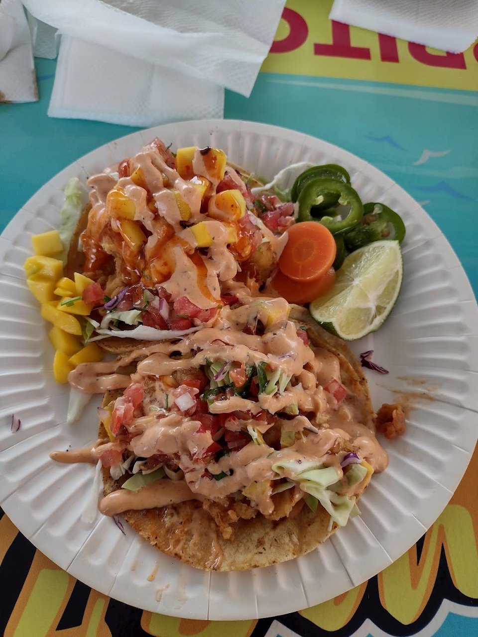 Menu page with Mexican dishes and seafood specials.
