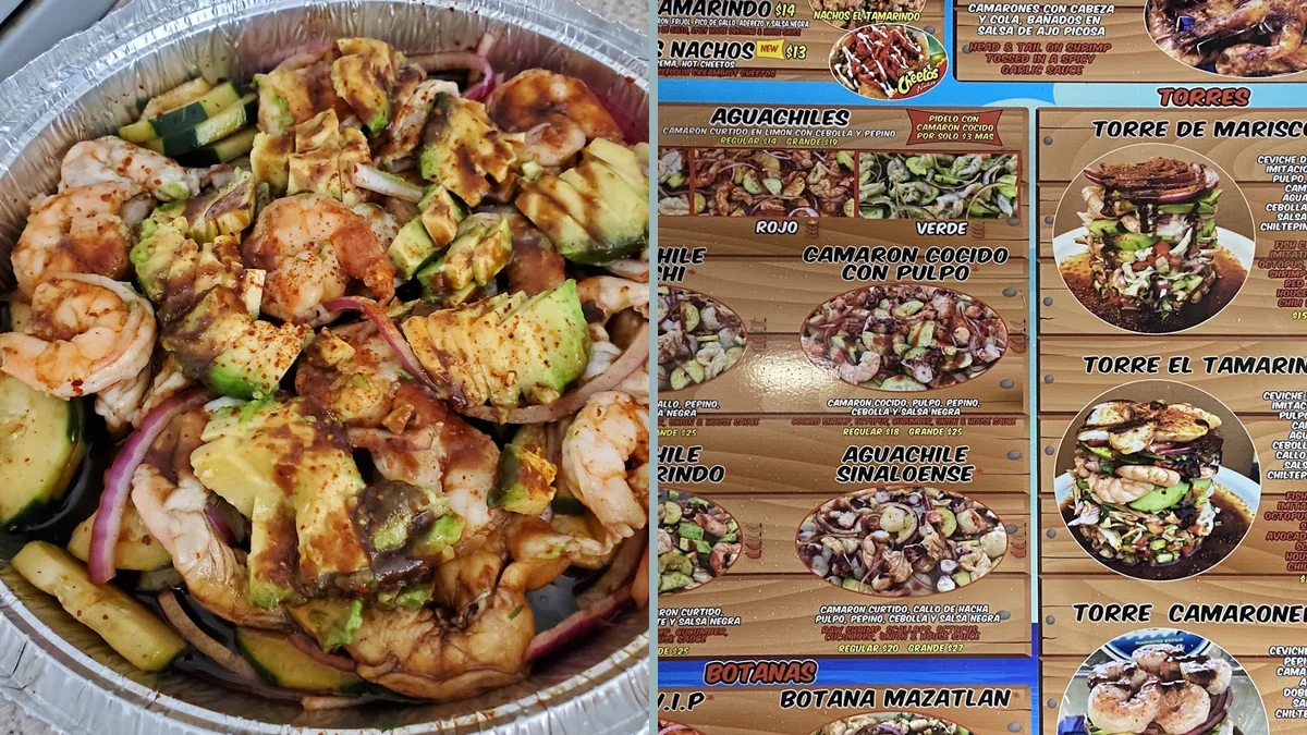 Colorful Mexican dishes on a casual restaurant table.